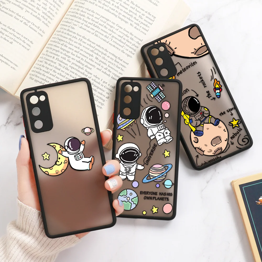

For Samsung S21 Case Cartoon Astronaut Clear Phone Case For Samsung M31 S20 FE S21 Ultra A12 A52 A51 A71 A32 A52 A52S A70 Cover