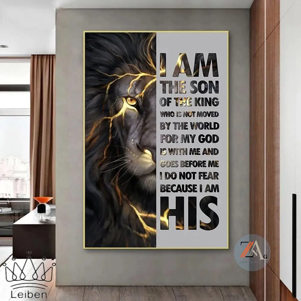 

Modern Inspired Quotes Animal Lion Poster Nordic Abstract Picture Living Room Wall Art Canvas Painting Home Decor Office