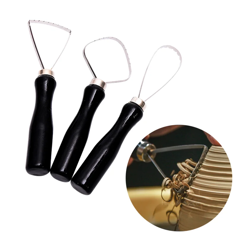 

Pottery Tools 3pcs/set of Large Single-head Ring Trimming Knife with Serrated Sculpture Scraping Texture Making Tool
