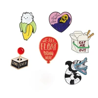 fun lapel pin custom balloon game console game handle food box brooch clothes bag lapel pin metal badge jewelry gift wholesale