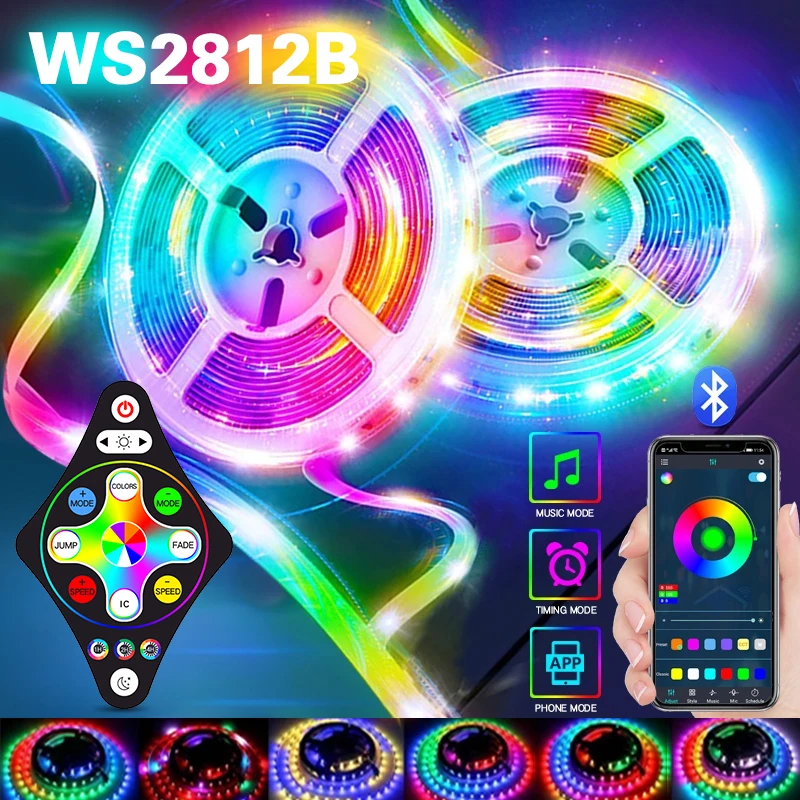 

Гибкая светодиодная RGB-лампа WS2812B с Bluetooth-управлением