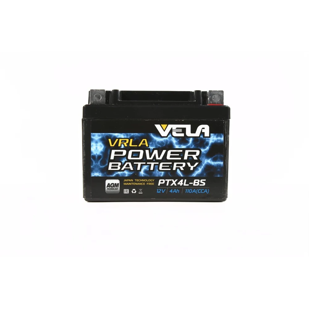 Vela ve1204 Moto battery starter for motorcycle ATV scooter AGM 12V 4 A/H (ytx4l-bs) | Batteries & Accessories