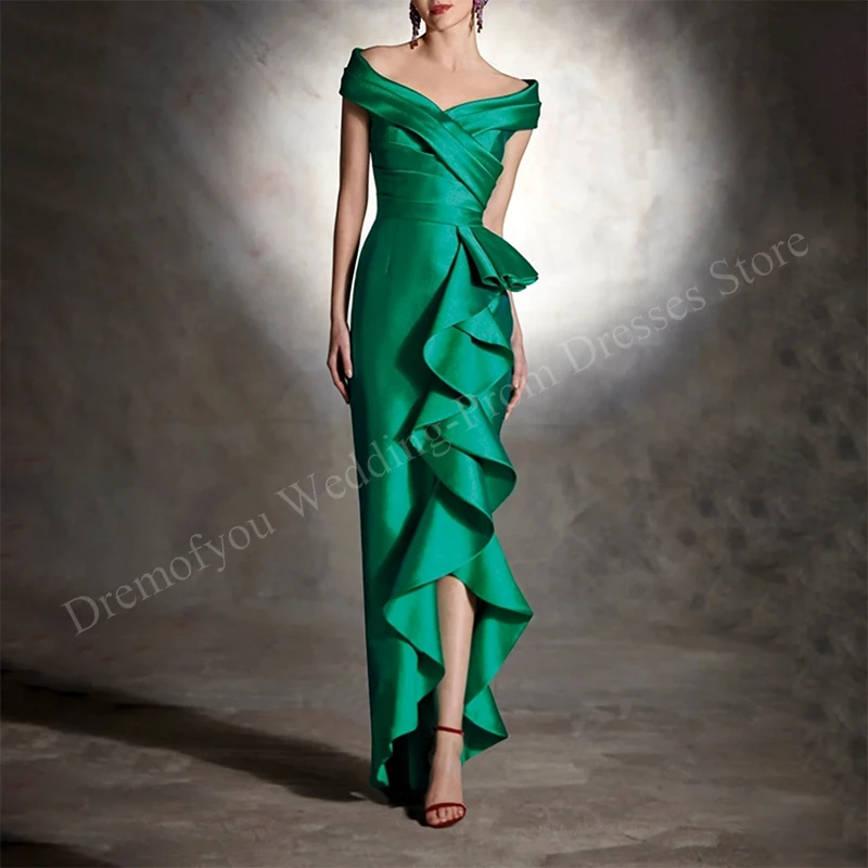 

Long Evening Dresses for Women Satin Floor-Length Mermaid Ruffles Party Formal Occasion Elegantes Mujer Vestido 2023 Summer Sale