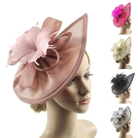 women fascinators hat elegant vintage flower mesh tea party headwear multipurpose hollow out feathers headwear for banquet