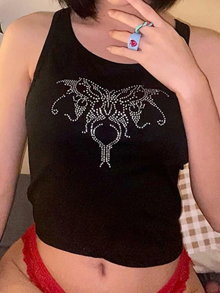 Майка женская с круглым вырезом Базовая Трикотажная черная Топ без рукавов