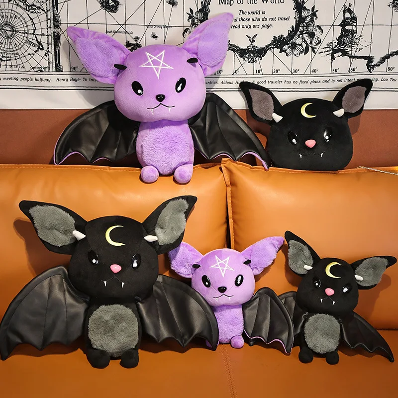 

30-45cm Dark Series Bat Plush Toy Kawaii Cartoon Anime Bat Doll Soft Stuffed Animal Pillow Halloween Christmas Gift for Kids