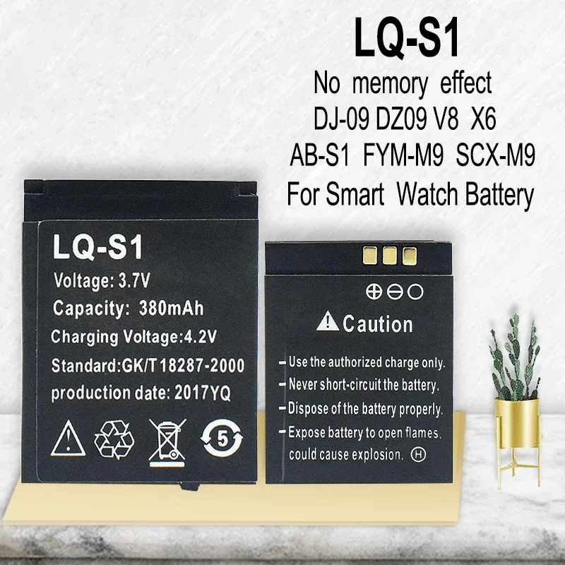 Фото LQ-S1 3,7 В 380 мАч аккумулятор для умных часов DZ09 аккумулятор для DJ-09 V8 X6 AB-S1 SCX-M9 FYM-M9 GJD HKS-S1 LQS1 bateria №2