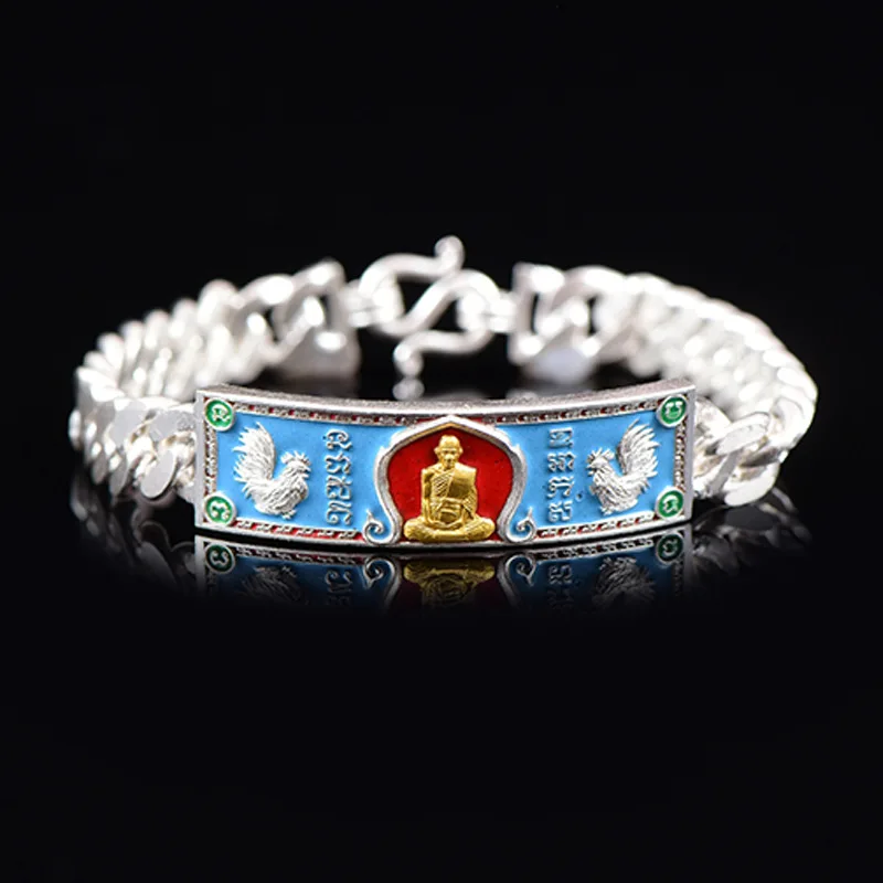 

New Thai Buddha Brand Longporui 2563 Fashion S925 Sterling Silver Bracelet Men's and Women's Special Bracelet Bracelet