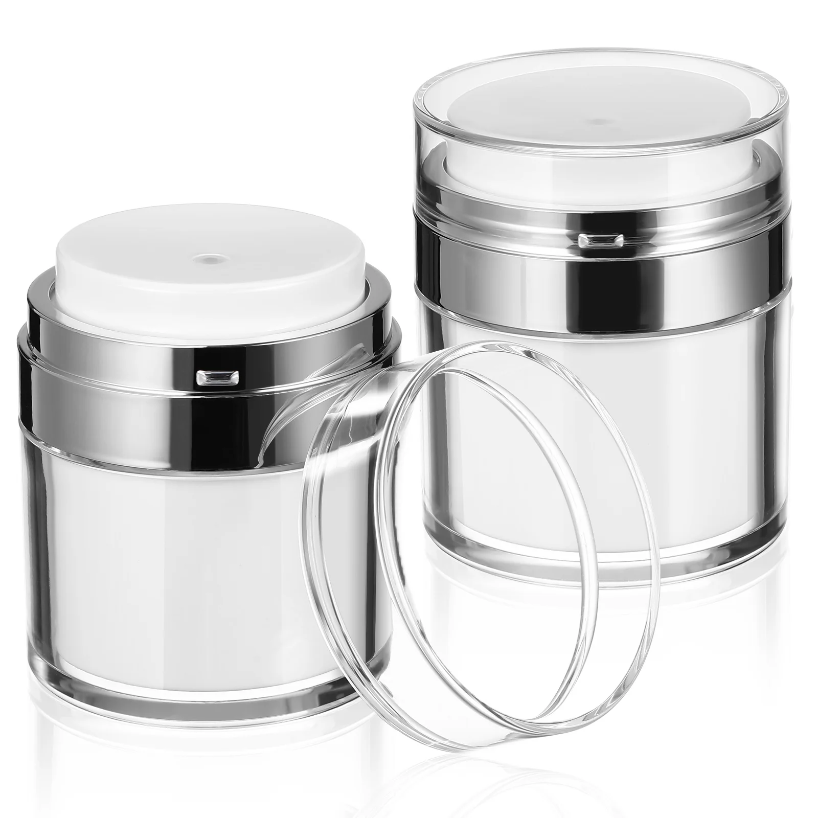 

2 Pcs Airless Pump Jars Vacuum Travel Containers Refillable Airless Travel Jars Sample Containers for Lotions and