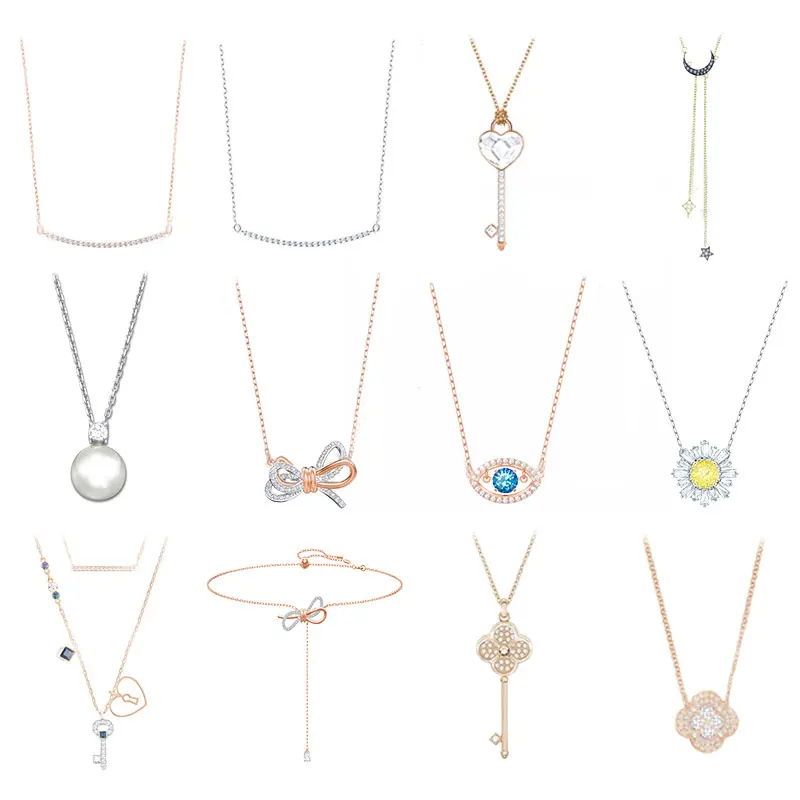 

Высокое качество 1: 1 оригинальные ювелирные изделия SWA DIY простой современный модный тренд ожерелье СЕРИЯ ключей улыбающийся бриллиант женс...