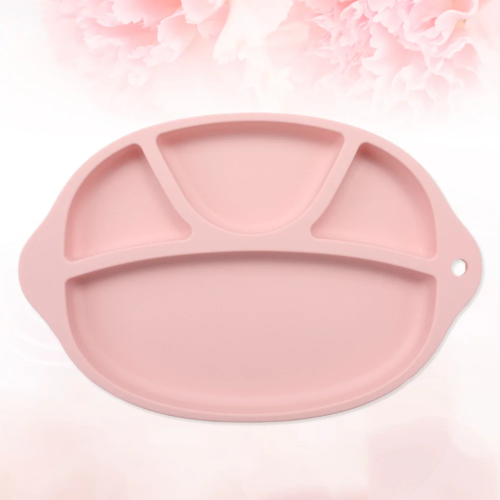 

Food Grade Silicone Dining Tray One-piece Tableware Non-slip Baby Feeding Bowl for Toddler Kids (Pink)