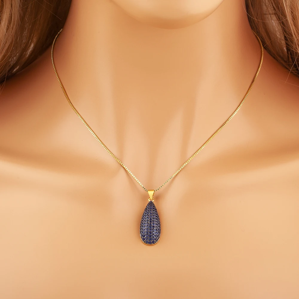 AIBEF Роскошная форма капли 6 цветов кулон со стразами женское ожерелье медь циркон