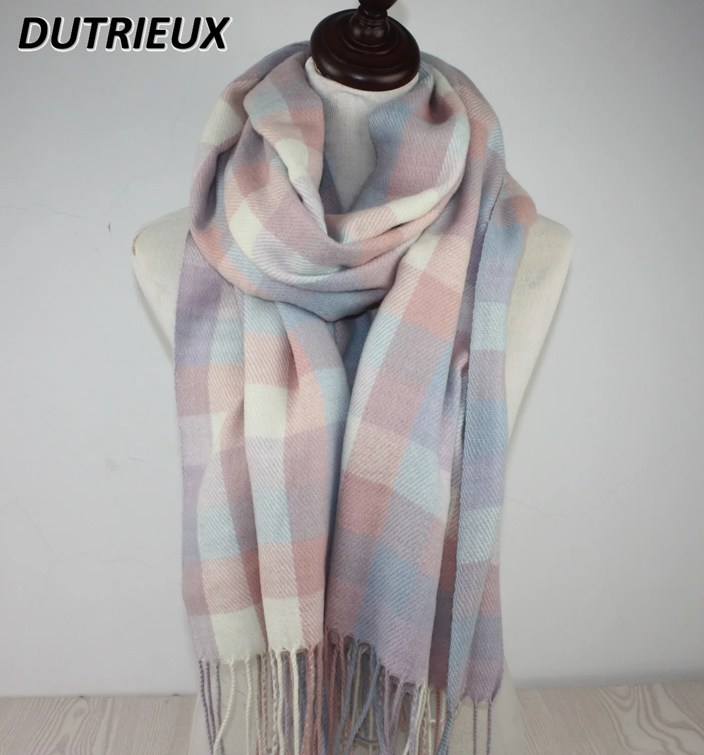 Вышитый имитация кашемира JK клетчатый шарф шаль антистатический мягкий милый