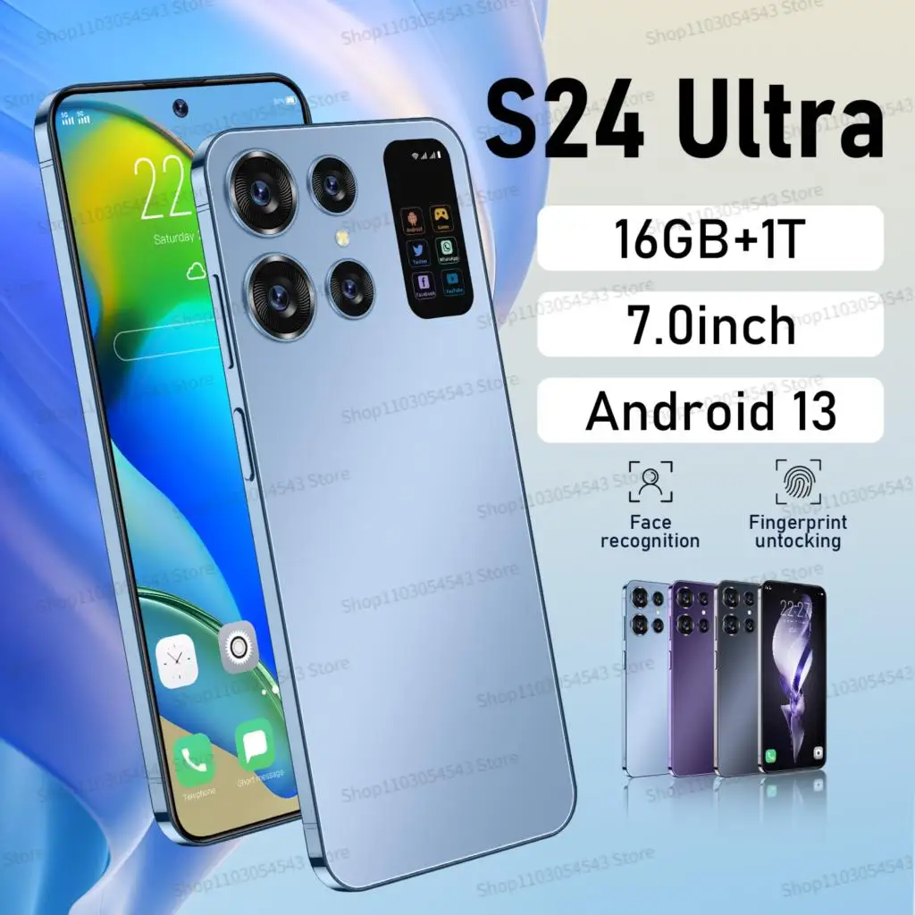 

New Band S24 Ultra 7.0HD Screen Smart Phone Original 16G+1T 5G Dual Sim Celulares Android Unlocked 108MP 7000mAh mobile phone