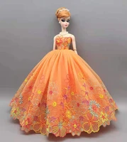 handmade 16 bjd doll dresses for barbie clothes cosplay outfits orange floral wedding dress princess gown 30cm doll accessories
