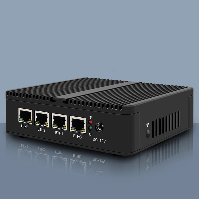 Безвентиляторный четырехъядерный мягкий роутер Intel N2840 Mini PC 4 LAN HD-MI VGA pfSense