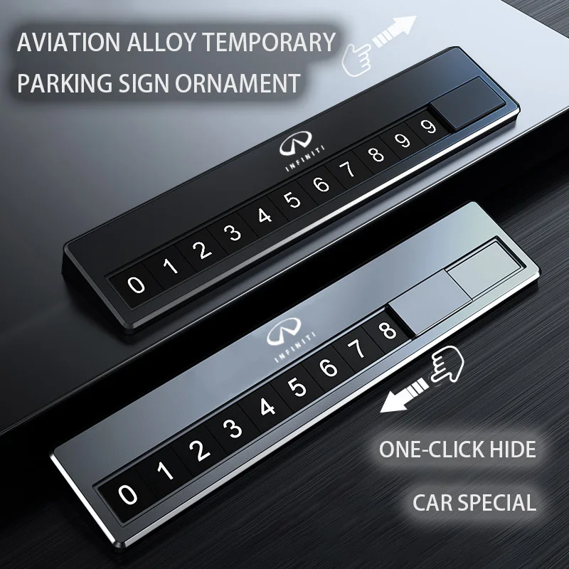 

Metal Car Temporary Parking Sign DIY Logo For Infiniti QX70 Q70L QX50 Q50L QX60 Q50 G M Q30 FX50 Q70 Q60 QX30 Accessories 2023