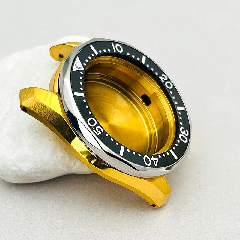 Корпус NH35 Золото SPB185 SPB187 Корпуса часов Волнистая нижняя крышка Герметичная