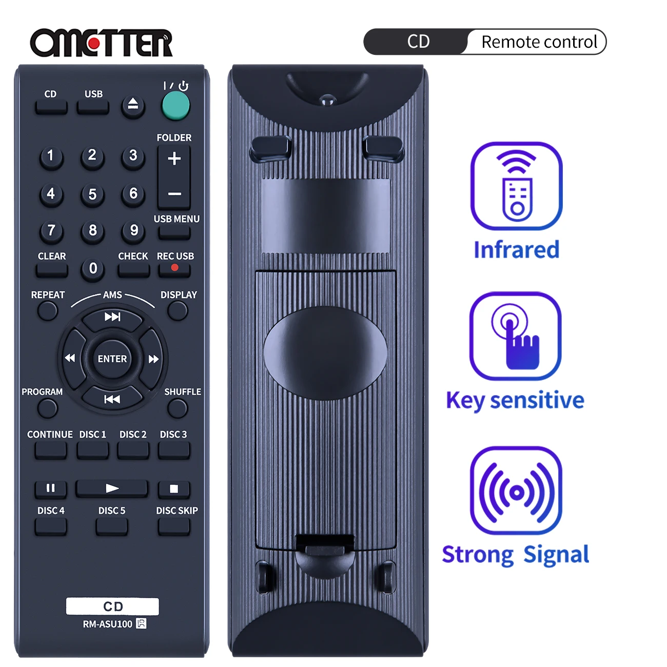 

RM-ASU100 Replaced Remote Fit for Sony Compact Disc CD Player CDP-CE500 CDPCE500