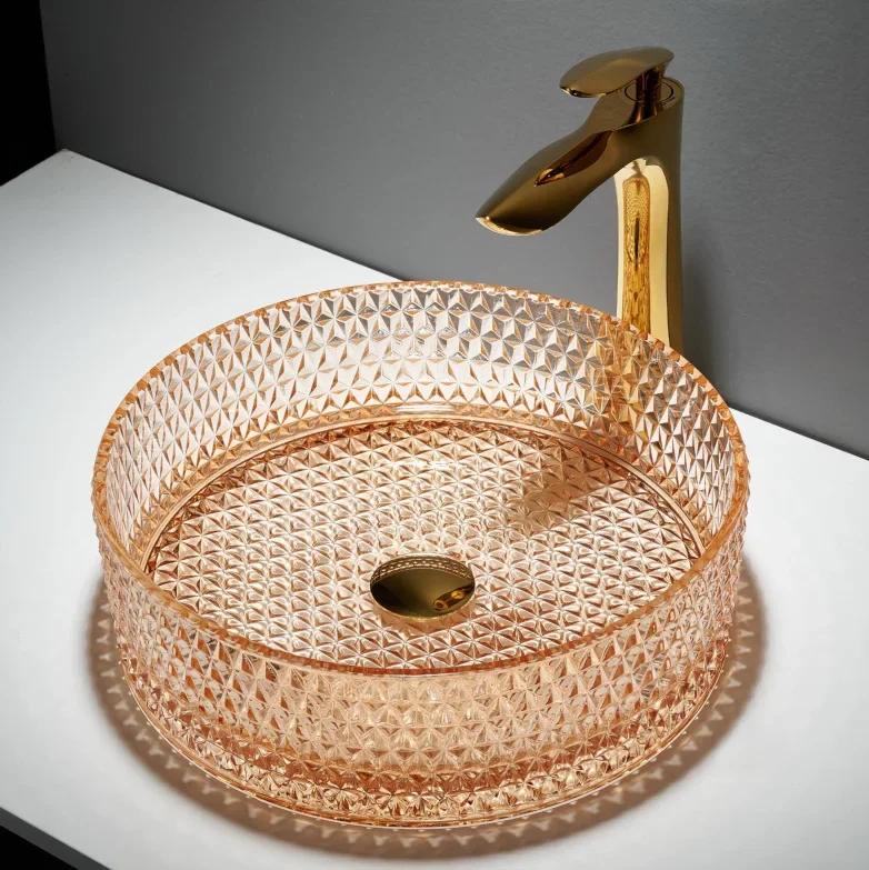 

Crystal Glass Table Basin round Wash Basin Art Inter-Platform Basin Bathroom Wash Basin Washbasin Hotel Inter-Platform Basin