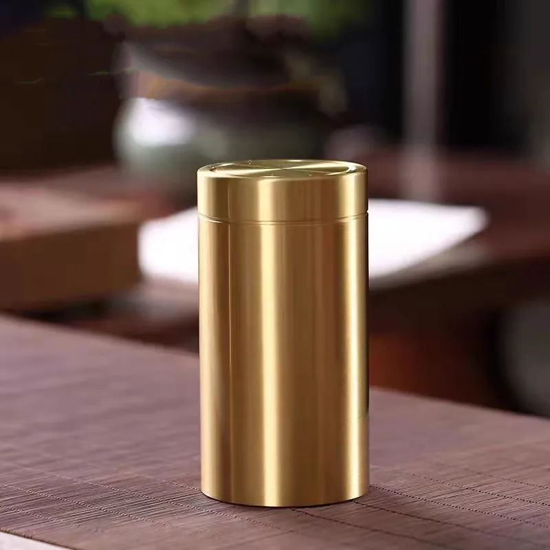 Латунная банка для чая Pu-erh портативная фотобанка дорожная хранения кофе