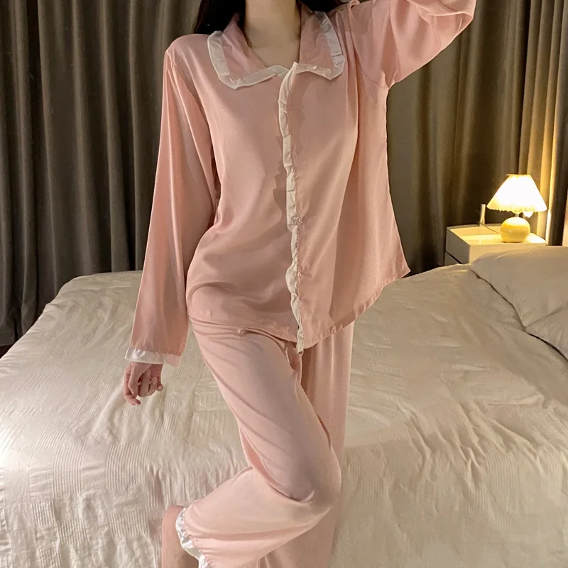 Женский костюм из двух предметов зимняя теплая пижама с длинным рукавом