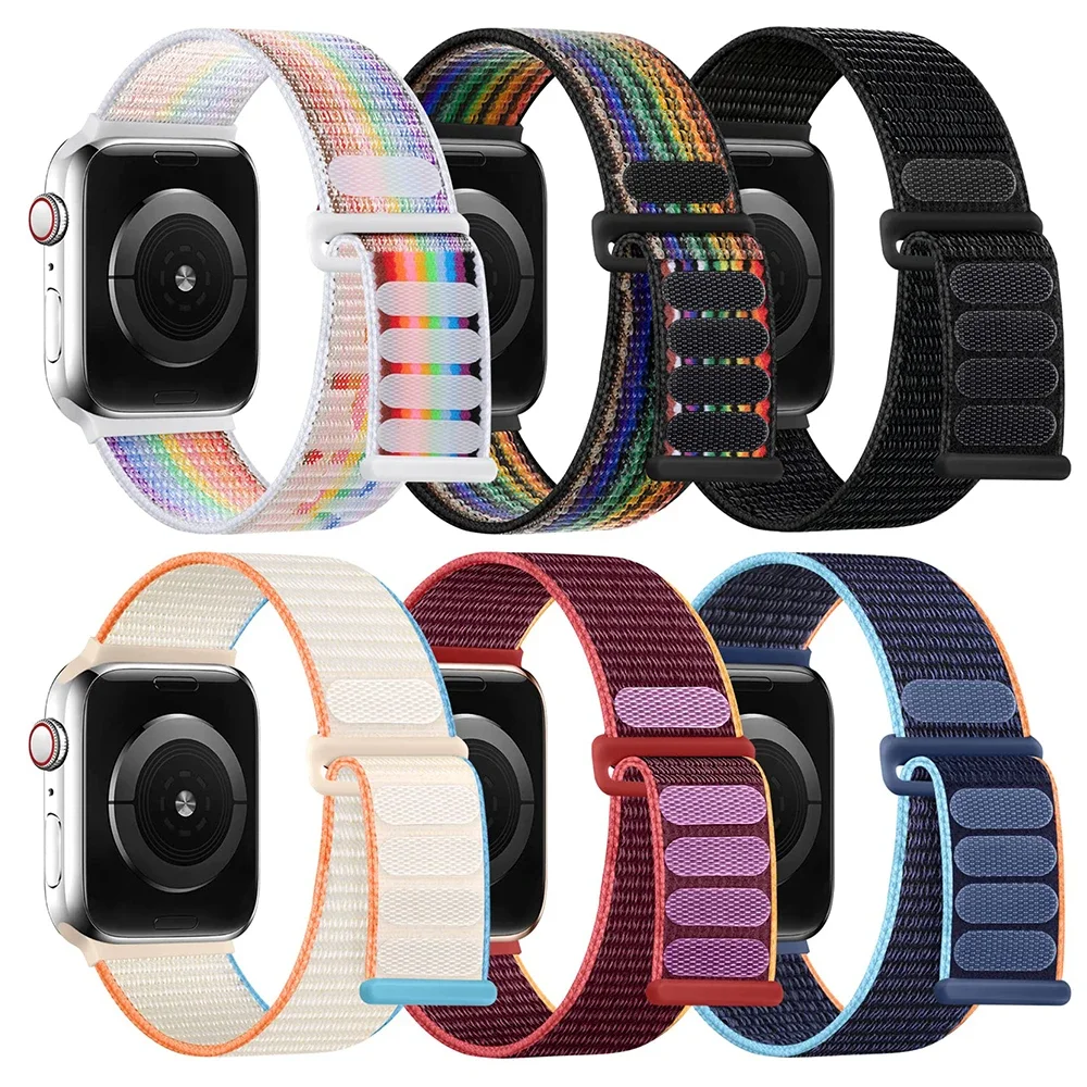 Фото Нейлоновый ремешок-петля для Apple Watch, ремешки 49 мм Ultra-2, 44 мм, 40 мм, 45 мм, 41 мм, 38-42 мм, браслет для iwatch Band Series 9 8 se 7 6 5 4 3 №2