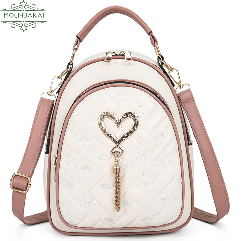 

Women's Pink Small Backpack High Quality PU Leather Simple Shoulder Bag 2023 New Hot Selling Multifunctional Student School Bags