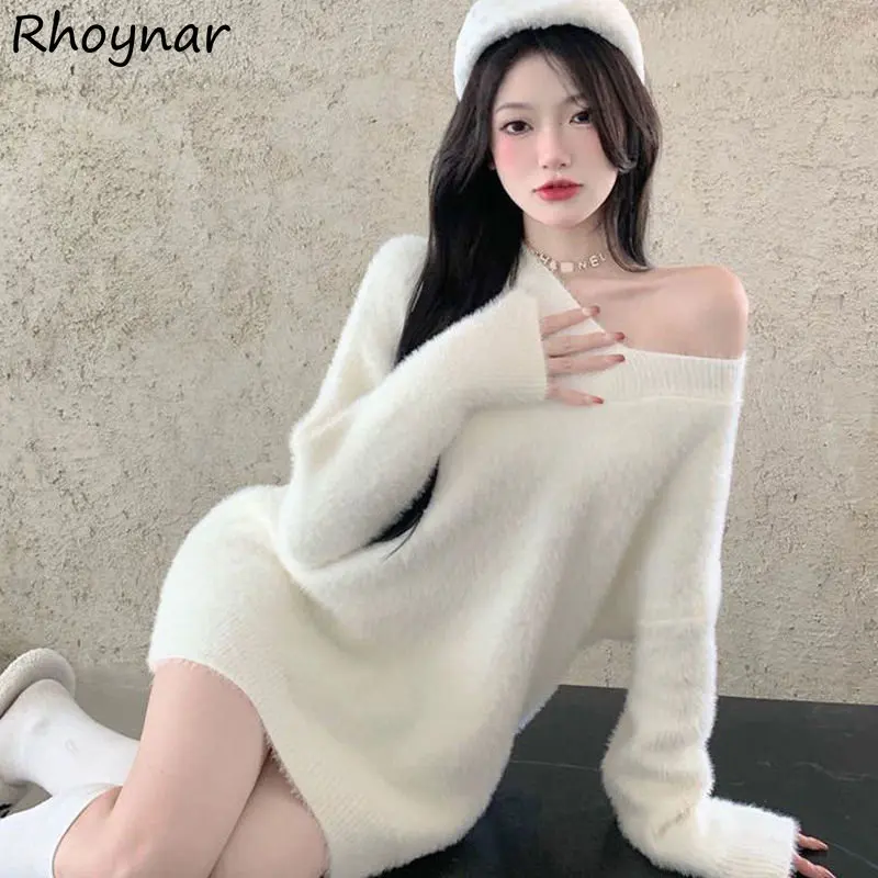 

Пуловеры женские милые однотонные трендовые Новое поступление темпераментные осенне-зимние универсальные повседневные женские простые свитера в стиле Харадзюку