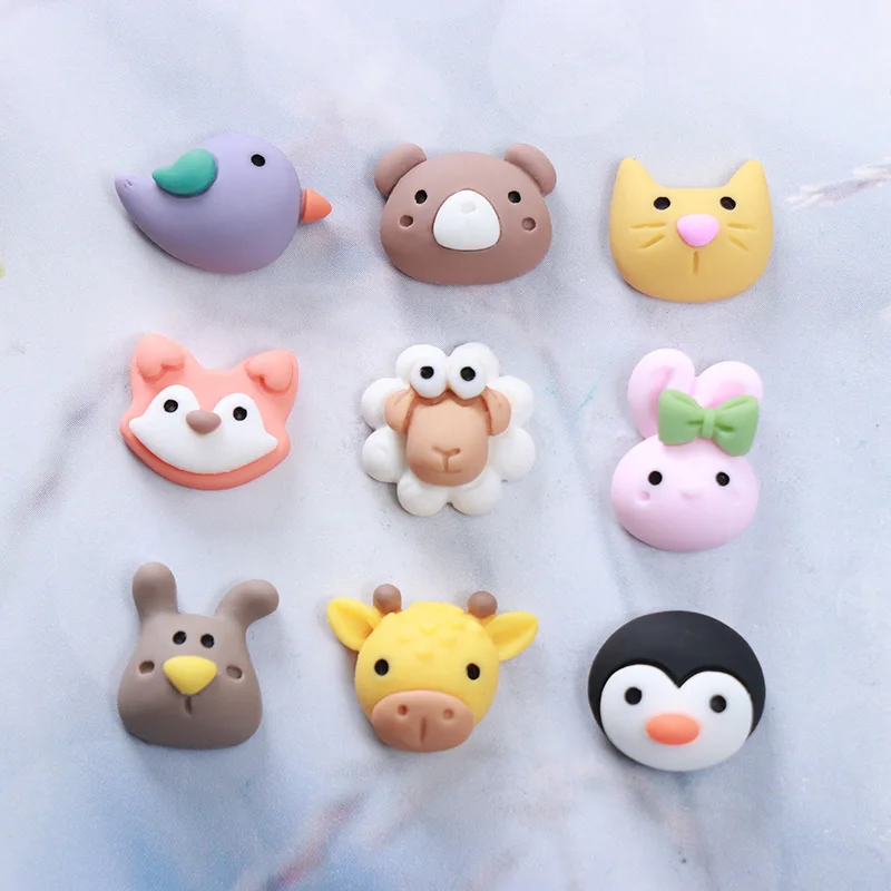 10 шт./лот Kawaii милые животные полимерные Стразы плоские с оборота Кабошон
