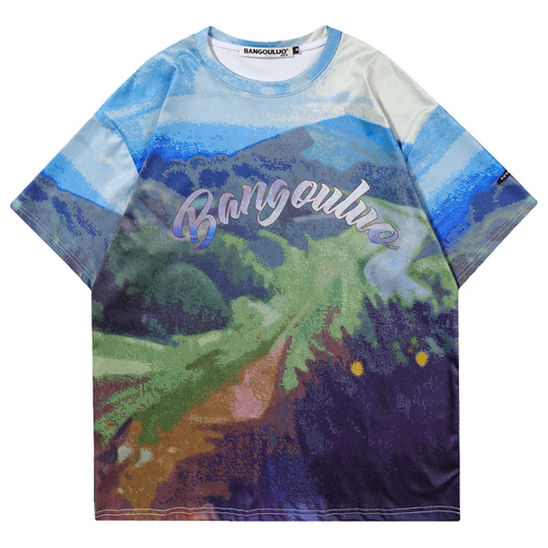 

Mens 3D Nature Printing 100%polyester Tee Shirt 2022 Summer Unisex Short Sleeve t shirts Female Oversize O-neck Couple Tops