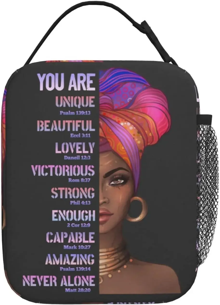 

Африканская американская женская сумка для ланча, черный Ланч-бокс с теплоизоляцией, герметичная прочная портативная многоразовая Термосумка-тоут
