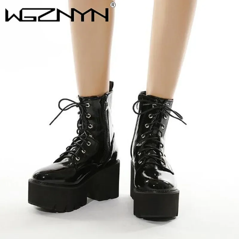 НОВЫЕ женские роскошные ботинки на платформе с боковой молнией удобные туфли