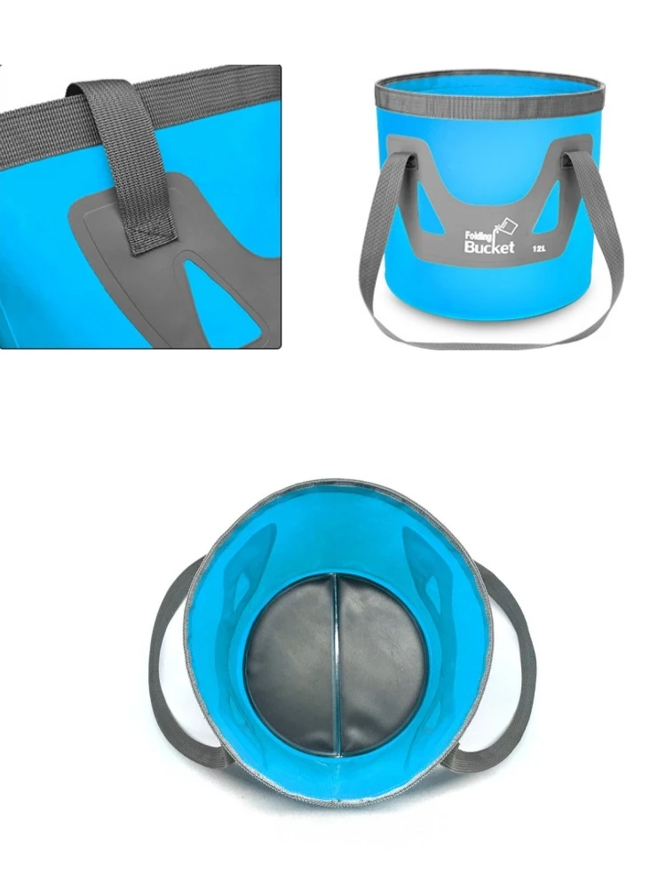 12L 20L Folding Bucket Water Bag Portable Water Storage Carrier Container PVC Waterproof Camping Hiking Fishing Travel Trekking