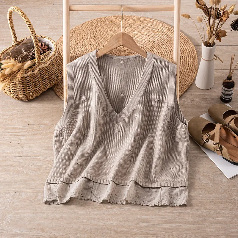 Вязаный жаккардовый жилет женский осенний 2024 новая миниатюрная многослойная