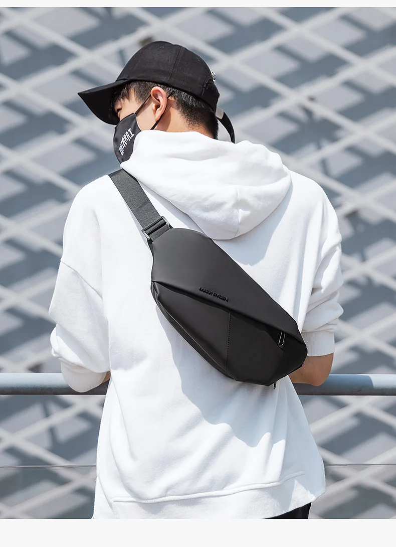 Shoulder Bag Solid Color Zipper Waterproof Men's Casual Cross-body Chest Bag Fashion Portable Sports Travel Everything