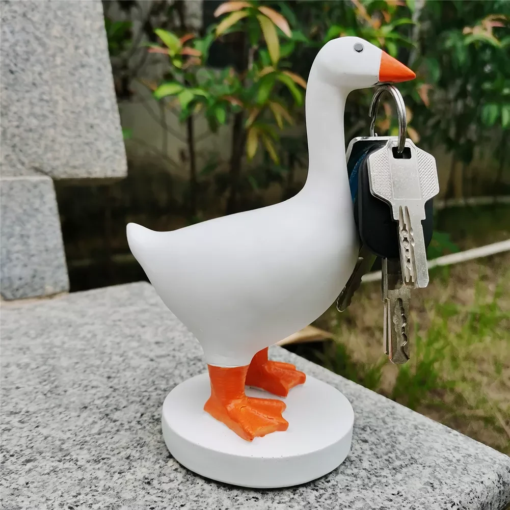 

Animal Figurines Duck Shaped Keychain Sculpture Art Decorations Key Hanger Ornaments Scissors Organizer for Office