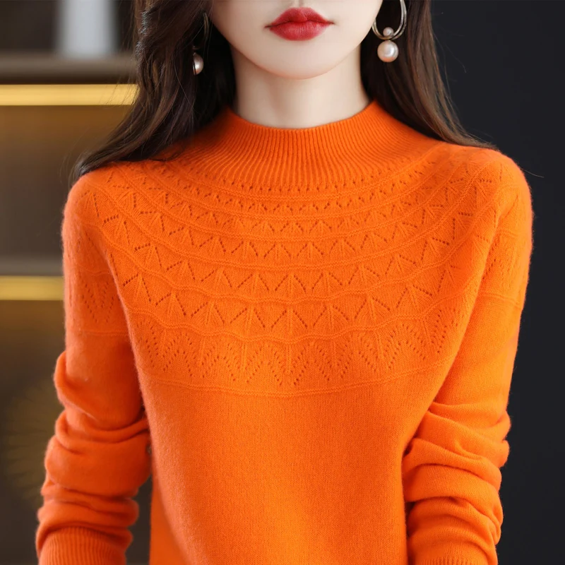 

Женский трикотажный пуловер первая линия, новинка осень-зима 100%, полувысокий воротник