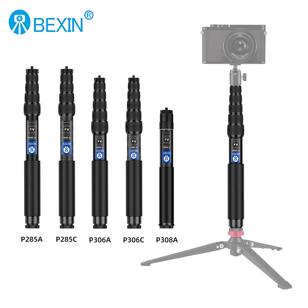 Удлинитель BEXIN из углеродного волокна и алюминиевого сплава, монопод для путешествий, держатель для селфи, стабилизатор для цифровой зеркальной камеры, штатив для видео