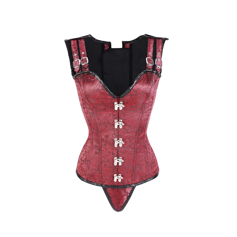 

Steampunk Corset Top Lingerie Sexy Women Burlesque Costumes Gothic Vintage Leather Corsets Bustiers Pirate Exotic Korset Red