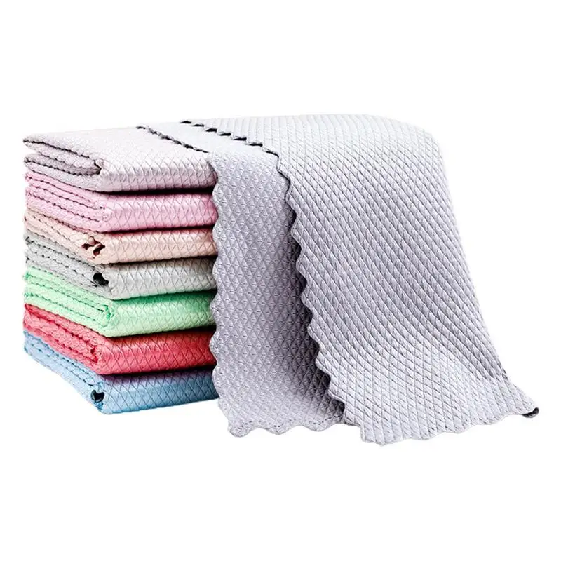 

Anti-Grease Fish Scale Wipe Kitchen Microfiber Washing Dishes Scale Washing Rags Clean Towel Cloths Home Tools Dish Cleaning