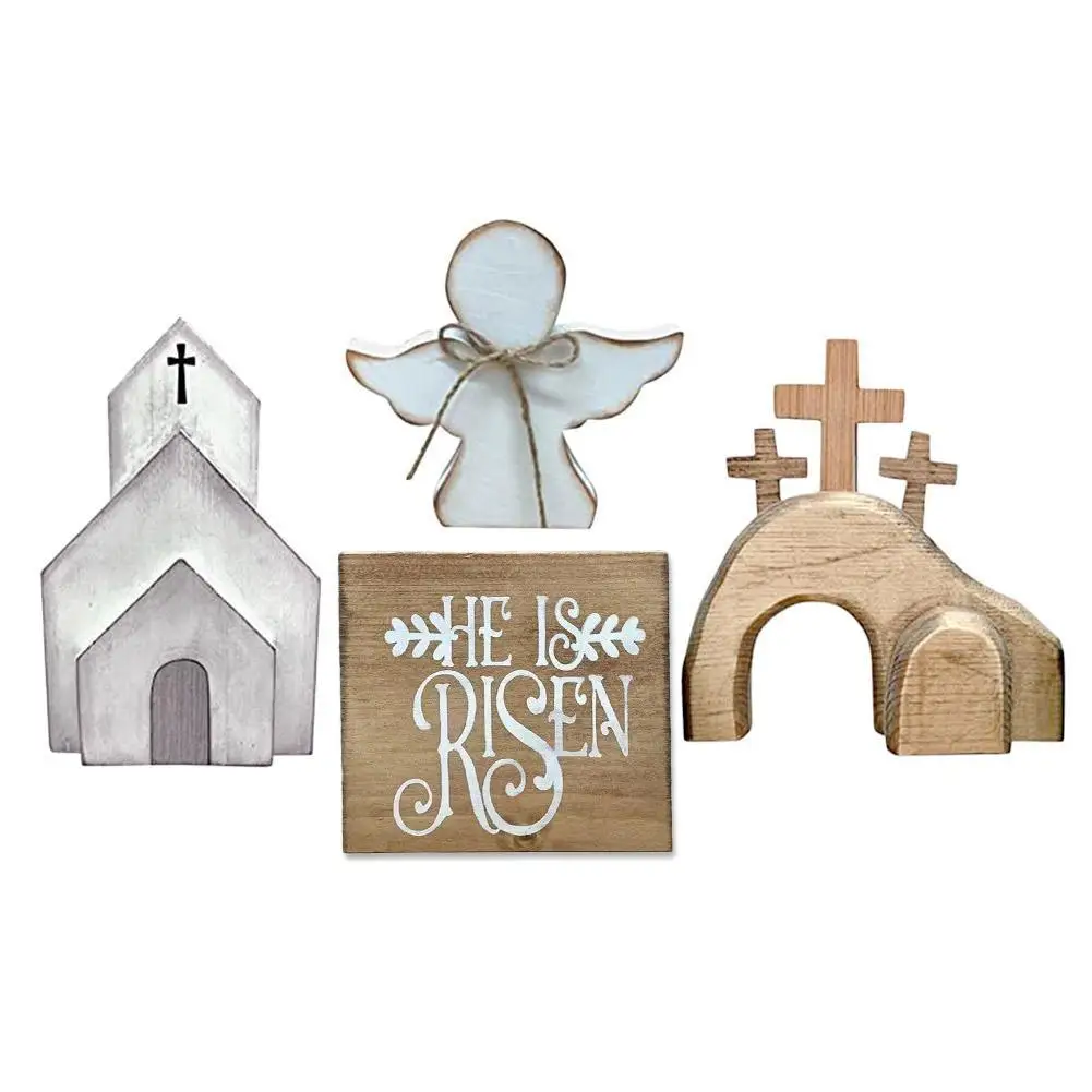 

Tomb Easter Tray Decor Bundle Kit Handcrafted Resurrection Scene Risen Christ Figure Easter Table Ornament for Home Office