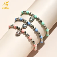 bohemian bracelets for women 3pcs bouncy beaded bracelets woman fashion 2022 soft ceramic beads bangles for women free shipping