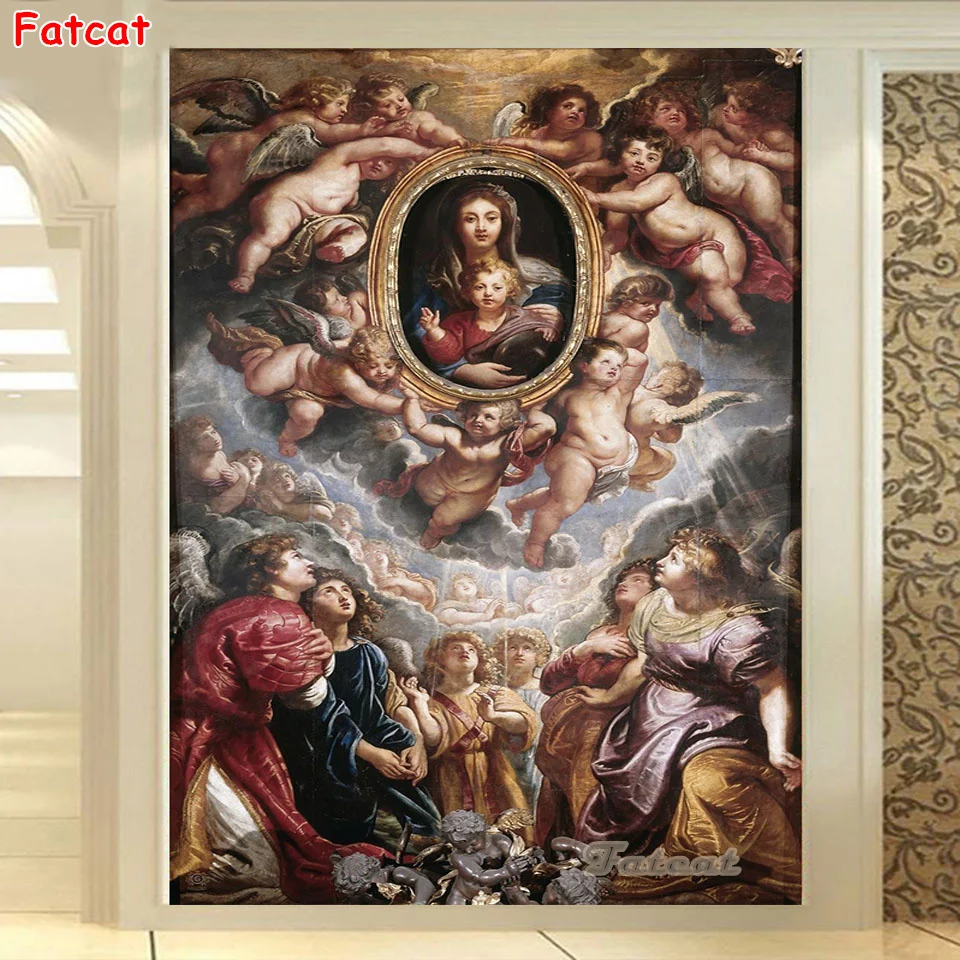 Full Square&round religion Diy Diamond Painting Famous art virgin mary angel religious Diamond Embroidery Sale Home Decor PP4484