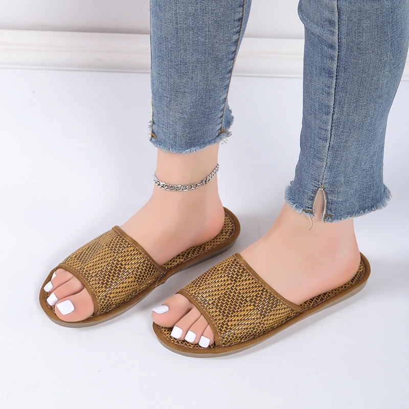 2022 New Natural Tropical Vine Lovers Home Slippers Rattan Straw Rivers and Lakes Bamboo Summer Sandals Slipper |
