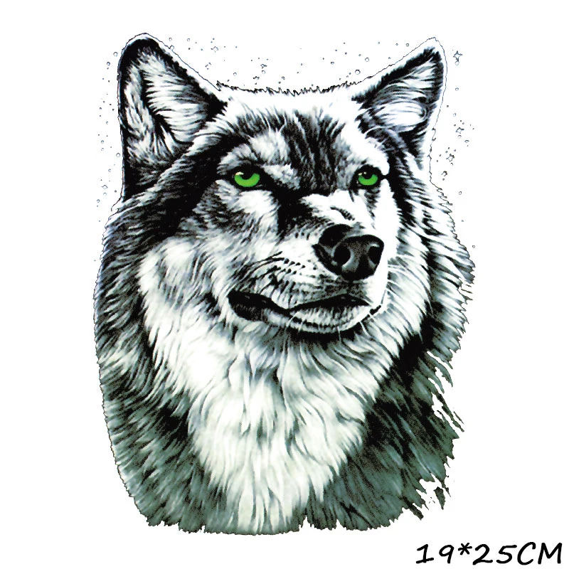 

Cool Wolf Iron on Patches for Clothing Animal Stripe Patch Applique on Clothes Jackets Diy Heat Transfer Stickers on T-Shirts