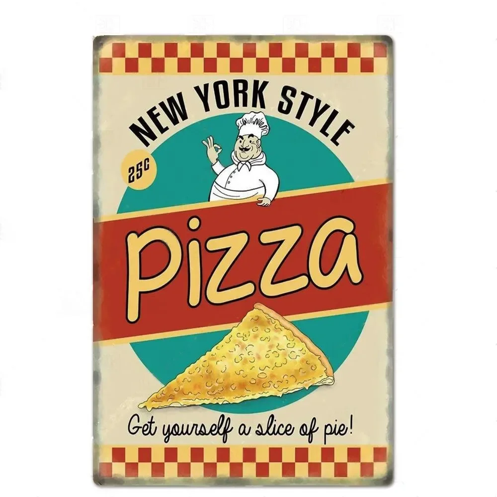 Металлический знак для пиццы винтажный фотографический декор стен в стиле ретро