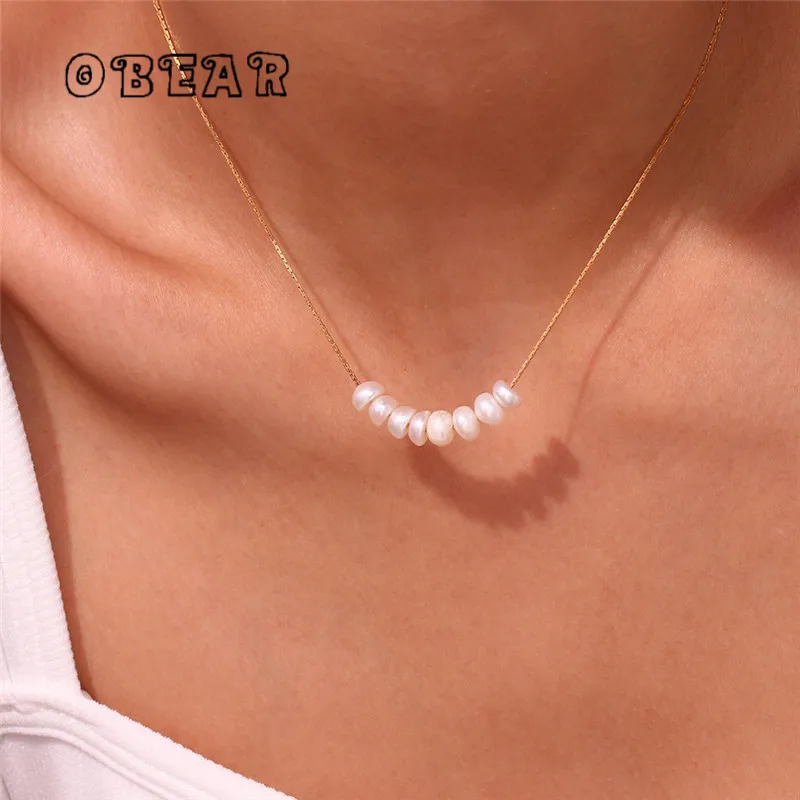 

316L Stainless Steel Irregular Natural Freshwater Pearl Necklace Women Girl's New Trend Waterproof Versatile Jewelry Gift