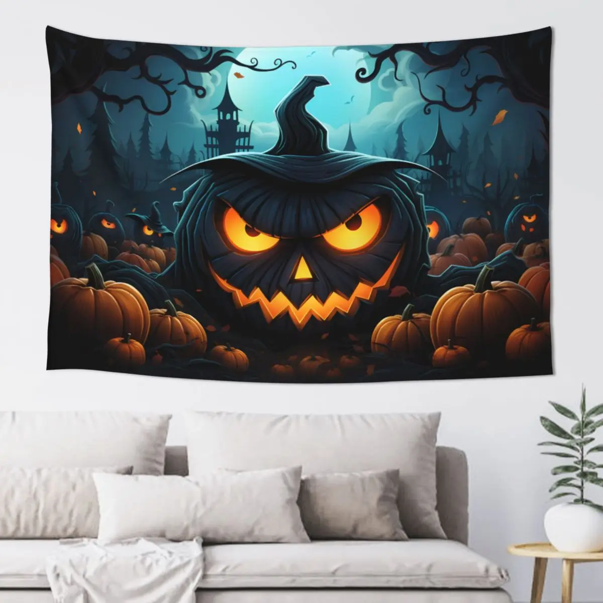 

Halloween Pumpkin Tapestry Wall Hanging Aesthetic Room Decor Artwork Landscape Tapestry Bedroom Decoration 60x40in