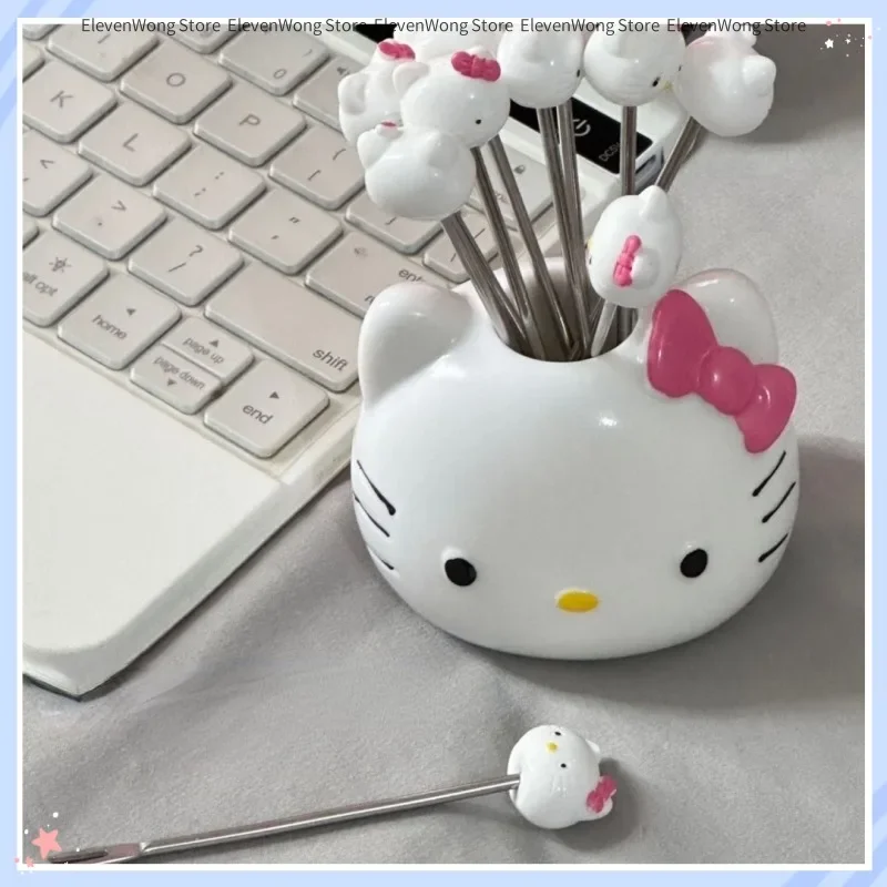 Новая вилка для фруктов Sanrio Hello Kitty Kawaii пищевая нержавеющая сталь премиум-класса